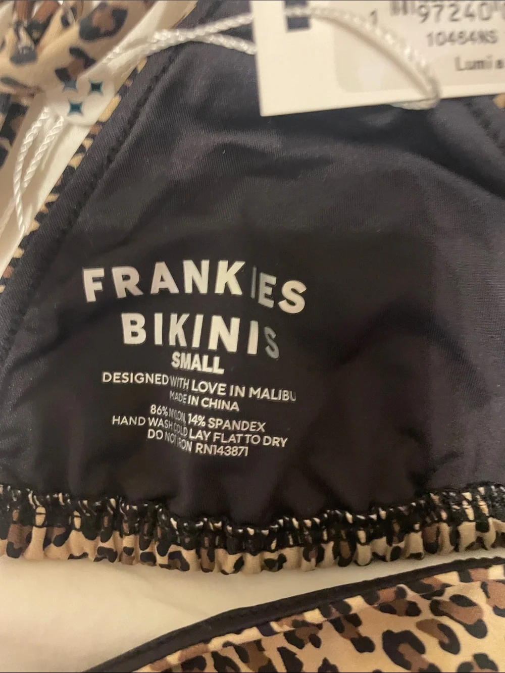 Frankie’s Bikini Lumia Top Leopard Print Triangle Bikini size small